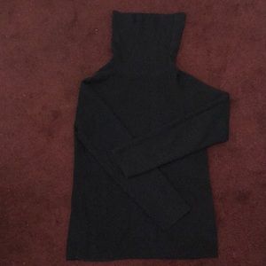 Navy cotton & wool high neck sweater